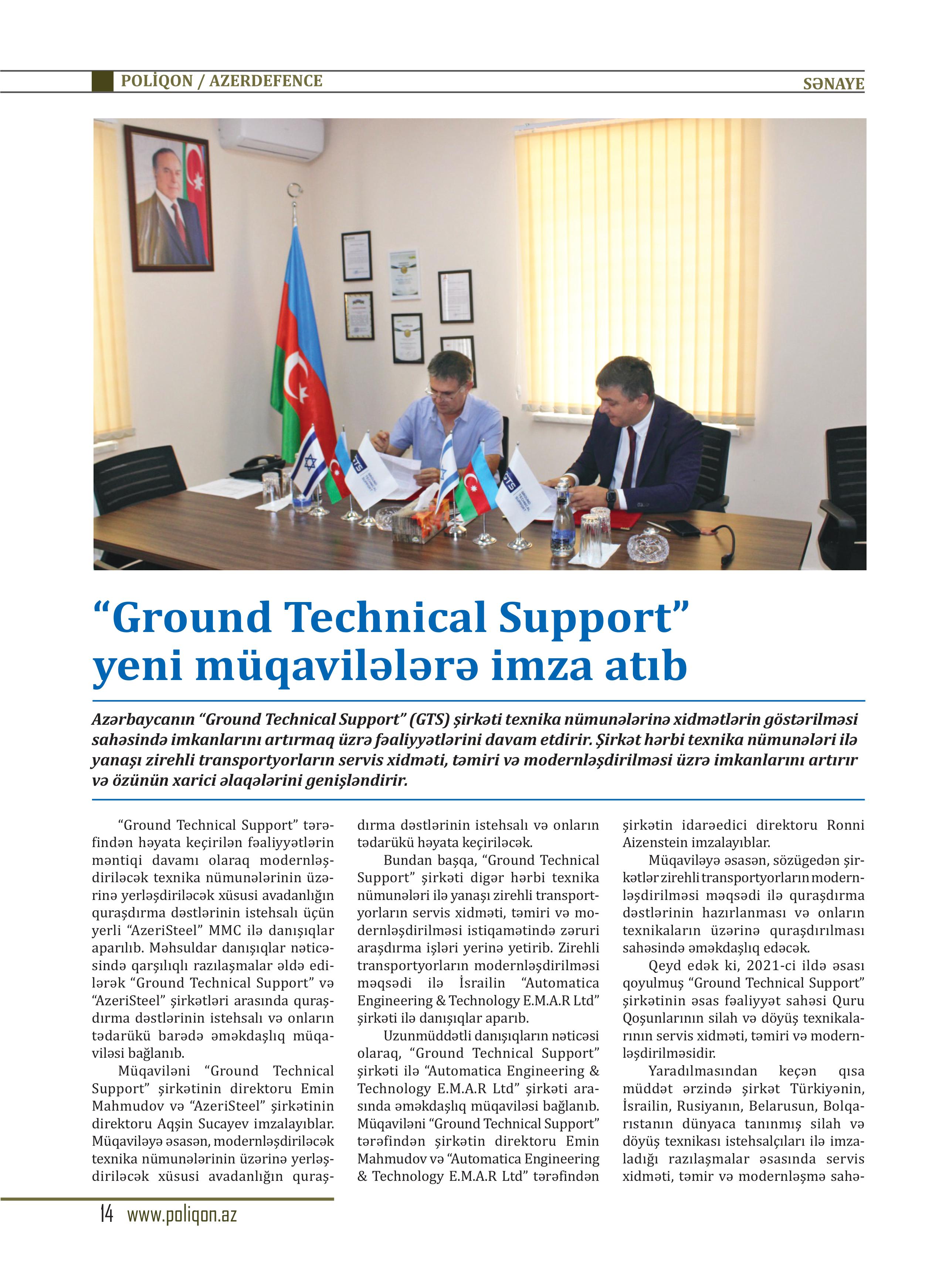 "Ground Technical Support" signed new contracts (in Azerbaijani)